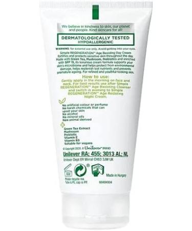 Simple Regeneration Age Resisting UK s #1 facial skin care brand* Day Cream SPF 15 to protect dry skin against premature ageing and enhance smooth skin 50 ml 50 ml (Pack of 1) - Buy Online on GoSupps.com