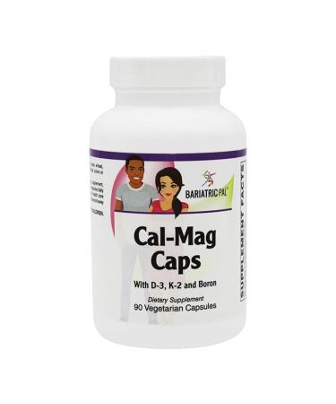 BariatricPal Calcium & Magnesium Vegetarian Capsules with D3, K2, and Boron (90 Count) 1 Count (Pack of 90)