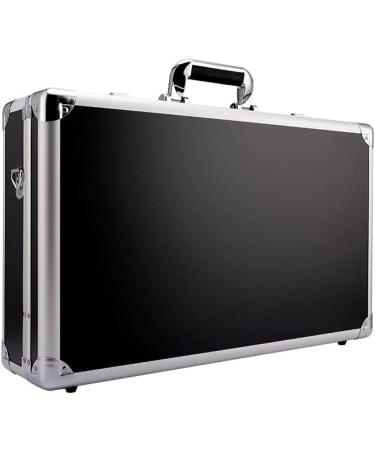 Travel Barber Case by GB | Heavy-Duty Black & Silver Suitcase - 21"x13"x3.5" with Dividers Reinforced Corners Handle & Lock for Clippers & Shears - Buy Online on GoSupps.com