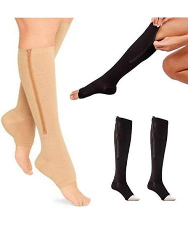 Buy Women s Zip Compression Toe Socks - Open Toe Slim Stockings for Leg Support | Black Size M - Buy Online on GoSupps.com