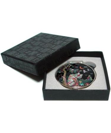 Antique Alive Black Mother of Pearl Compact Double Mirror - Hand Makeup Essential with Tiger & Heel Design | International Shipping - Buy Online on GoSupps.com
