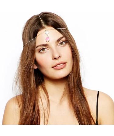 Bufenia Gold Sequins Head Chain Jewelry Festival Halloween Hair Accessories Costume Fashion Headbands Prom Headpieces for Women and Girls (C)