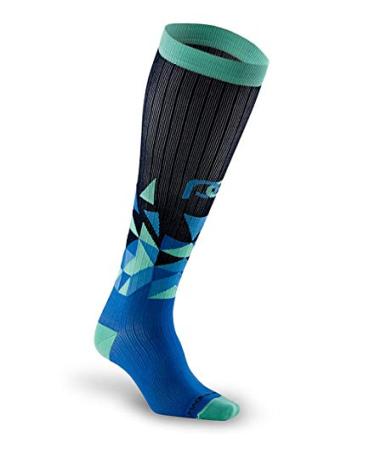 PRO Compression Marathon Socks, Calf-Length Graduated Compression Socks, Unisex Blue Vertex Small-Medium