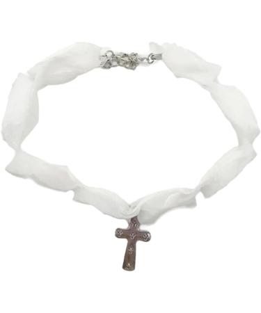 Shop Oralgo's Cute White Rose Necklace | Adjustable Lace Unique Cross-Trailer Personalized Neck Accessories for Girls - Buy Online on GoSupps.com