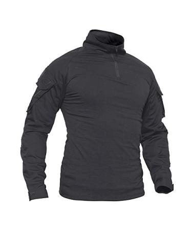 TACVASEN Men's Military Shirts Slim Fit Pullover Long Sleeve 1/4 Zip T-Shirt Dark Gray X-Large