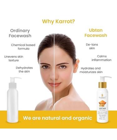 Karrot Natural Skincare Ubtan Detan Face Wash Fades Tanning and Promotes Youthfulness Turmeric with Sandalwood Almond Carrot and Saffron Ideal for Men and Women 100 ml - Buy Online on GoSupps.com
