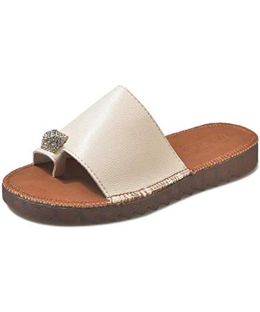 Creev orthosandals for women convenient to correct large toes to treat and relieve bale toes flat sole stylish beach flip-flops (beige 38 EU) beige 37 EU