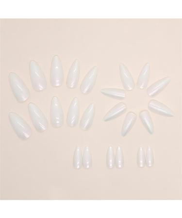 Buy Chrome Press On Nails - Almond Medium Length Pearl White Full Cover Glossy Acrylic Nails for Women & Girls - 24 Pcs - Buy Online on GoSupps.com