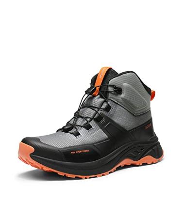 NORTIV 8 Men's Waterproof Hiking Boots Outdoor Shoes 12 Grey/Orange
