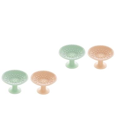 FRCOLOR Set of 4 Makeup Brush Exfoliating Pad Makeup Tools Makeup Applicator Made of Silicone Beauty Cleaning Mat Portable Makeup Washer Makeup Accessories Platinum Silica Gel Makeup Brush
