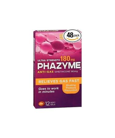Phazyme Ultra Strength 180 mg Softgels -12 ct Pack of 4