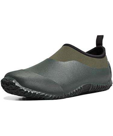 TENGTA Unisex Waterproof Garden Shoes Womens Rain Boots Mens Car Wash Footwear 12.5 Women/11 Men Dark Green