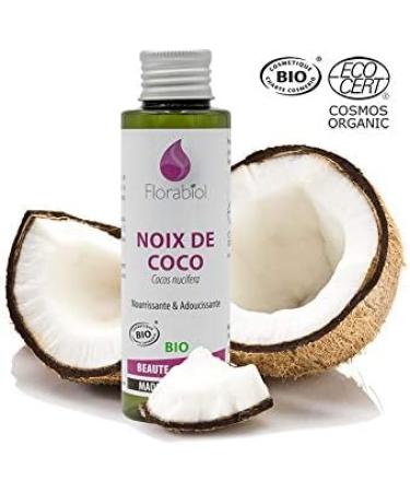 Florabiol - Organic Coconut Vegetable Oil - 100 ml - Repairing Softening and Nourishing - For Dry Skin and Hair - 100% Pure and Natural - Made in France - Buy Online on GoSupps.com