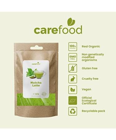 Carefood - Organic Matcha Latte Tea Powder - 100% Organic Matcha Latte Tea Infusion Suitable for Vegans - 150 g - Buy Online on GoSupps.com