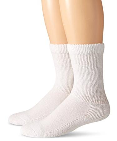 Carolina Ultimate mens Diabetic Non-binding Crew Socks 2 Pack Large White