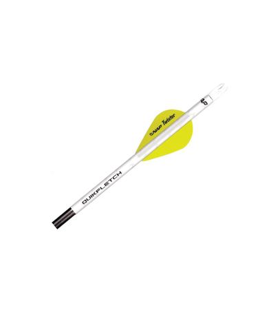 New Archery Products Quikfletch Twister 2" 3-Vane Stabilizing Fletching for Increased Accuracy of Compound Bow Arrows & Crossbow Bolts - 6 Pack WHITE Tube, Yellow/White Vanes