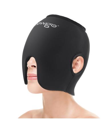 Newgo mask hat relief cap migraine mask cool cap headache relief stretchy headache cold therapy sleep mask heady mask for swollen eyes stress relief (black)