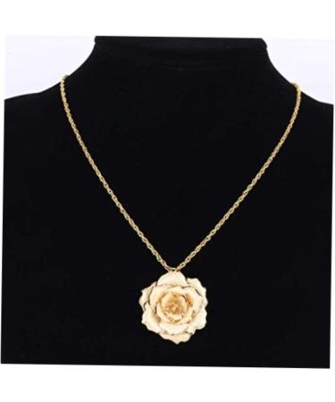 WIPPWER Gold Dipped White Rose Pendant Necklace - Perfect Valentine & Mother Day Gift for Women - Buy Online on GoSupps.com
