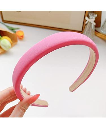 Pink Chunky Padded Headband for Women - Non Slip Satin Hairband with Puffy Sponge Design - Buy Online on GoSupps.com