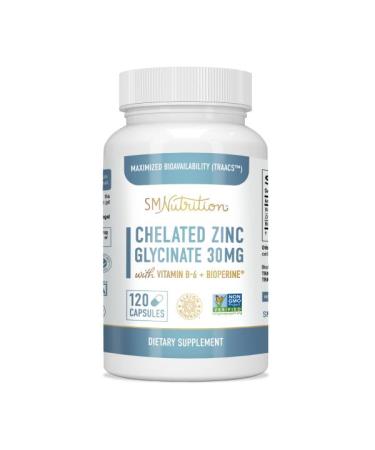 Chelated Zinc Supplements | Zinc Glycinate 30 mg | Highly-Absorbable TRAACS Chelated Zinc Bisglycinate Vitamin B6 & BioPerine | Immune Support Acne & Metabolism | Non-GMO Gluten-Free | 120 Capsules - Buy Online on GoSupps.com