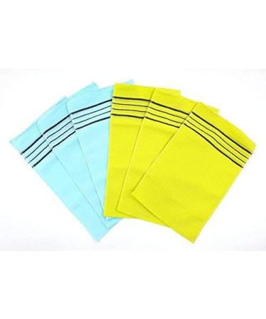 Olivia tree Korea Italy Towel Bath Towel Gloves X-Large Size Color: Light blue / yellow (6pack)