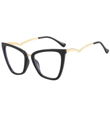 Parwana Mode oversized Cat Eyes reading glasses women trendy anti glare anti blue light computer reader flat light mirror (color: black size: +100) +100 black