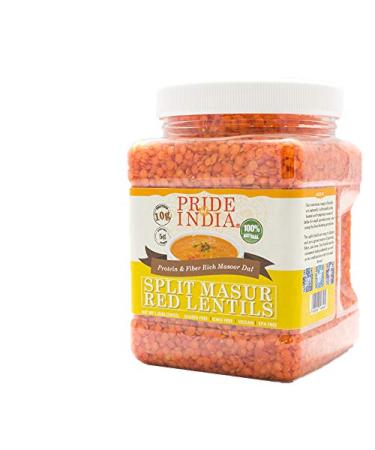 Pride Of India - Indian Split Masur Red Lentils - Protein & Fiber Rich Masoor Dal, 1.5 Pound Jar 1.5 Pound (Pack of 1)