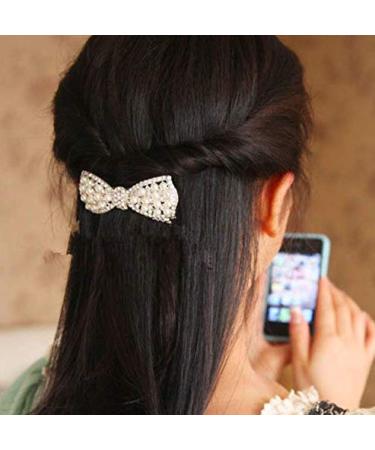 DNHCLL Pearl Bow Hairpin Set - Silver - Women's Ponytail Clip - Buy Online on GoSupps.com