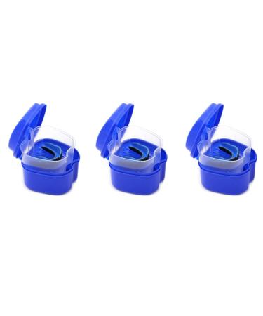 Bdukbduk 3x dark blue prosthesis case prosthesis cup with sieve prosthesis bath box storage box for false teeth with a basket network container holder for trips
