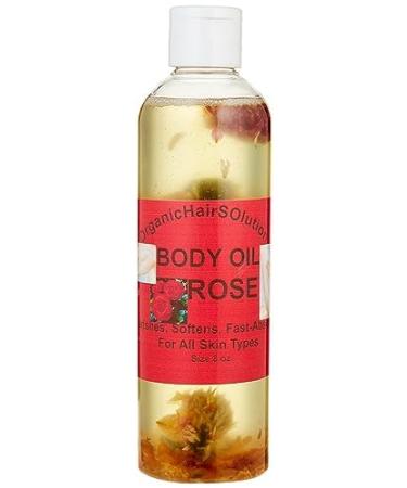 Organic Hair Solution- Rose Nourishing Body Oil-Plant-based Formula Dry Skin Moisturizer & Hydrating Body Massage Oil for Radiant & Healthy Glow Nourishing After Shower & Bath Oil (8 oz)