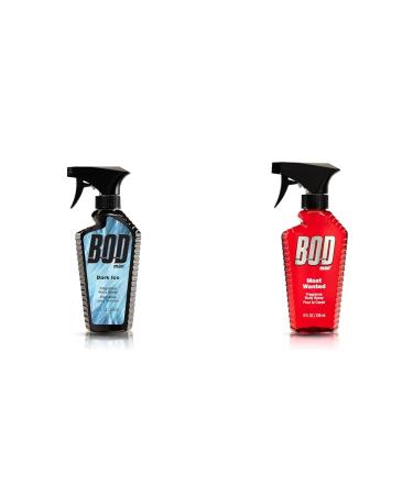BOD man Fragrance Body Sprays Dark Ice 8 Fluid Ounce and Most Wanted 8 Fluid Ounce