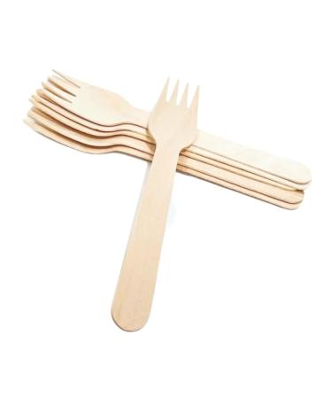 EnvoWise | Disposable Wooden Forks 100pcs/320pcs/1000pcs Pack 6.3" Length | All Natural Eco-Friendly Birchwood Utensils Biodegradable Compostable Wood Cutlery (100 Forks)