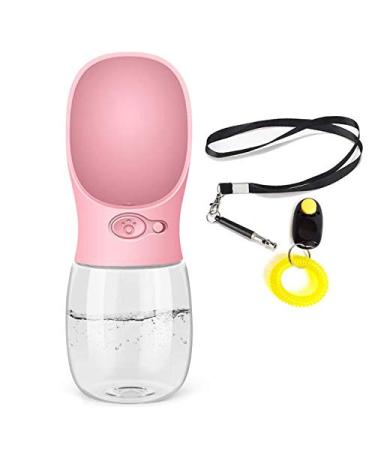 AcserGery Dog Water Bottle 350ml BPA Dog Drinking Bottle with Sending Whistle and Dog Trainer (Pink) 350ml-Pink