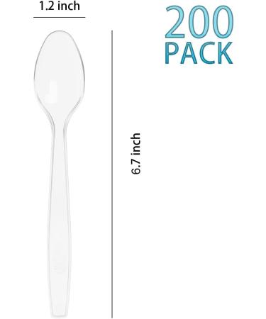 200 Count Clear Plastic Spoons - Heavy Weight Disposable Utensils - Buy Online on GoSupps.com