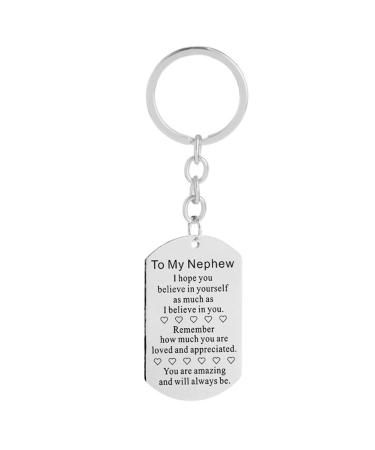 Inspirational Gifts Keychains for Nephew from Auntie Uncle Aunt to My Nephew Keychain for Best Nephew Nephews Christmas Birthday Gift Encouragement Keyrings