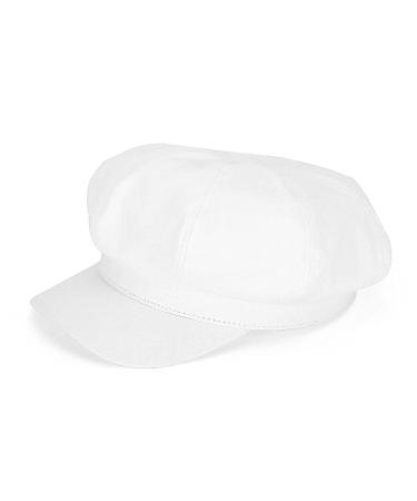 Newsboy Cabbie Baker boy hat Beret Cap for Women Pageboy Visor Paperboy Hat Sailor Fiddler Hat Adjustable White One Size