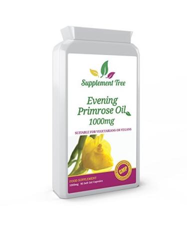 Evening Primrose Oil EPO 1000mg 90 Capsules | Vegan Cold Pressed Supplement | Provides GLA & Vitamin E | 100% Quality Satisfaction Guarantee
