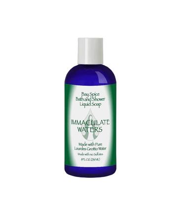 Immaculate Waters Bay Rum Scented Bath & Shower Gel Natural Moisturizing Body Wash with Lourdes Grotto Water Refreshing & Gentle Cleanser Catholic Skincare & Prayer Gift