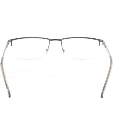 Eyekepper Half Rim Metal Reading Glasses - Spring Hinge - Metallic Blue Grey +2.50 - Stylish & Durable International Shipping - Buy Online on GoSupps.com