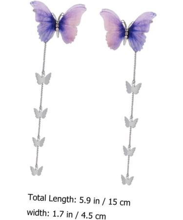 FRCOLOR 1 Pair Butterfly Tassel Side Clip Hair Clips Mini Clips Claw Clips Barrettes Clips for Hair 90s Tassel Hairpin Moving Clips Hairpins Bobby Accessories Wedding Purple Bride Alloy 15X4.5X1CM Purple - Buy Online on GoSupps.com