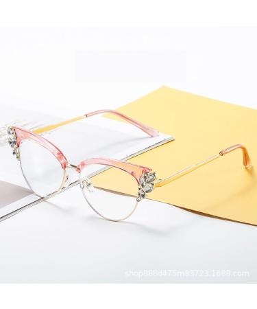 Comfort Blue Light Blocking Reading Glasses Cat-Eye Anti UV Computer Readers Eyewear Flat Light Mirror for Women +250 Pink