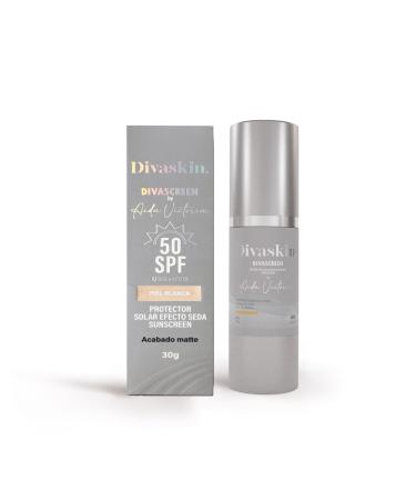 DIVASCREEN BY DIVASKIN Tinted Sunscreen SPF 50 by Aida Merlano | Broad Spectrum UVA/UVB Protection With Vitamin E Hydrating Lightweight Fast Absorbing Multiple Shades (Blanca)