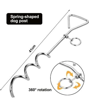 10ft Dog Tie Out Cable with 15" Spiral Ground Stake Spike for Small to Medium Dogs Up to 60 lbs for Playing Camping Outdoor Yard and Backyard in Ground (White) - Buy Online on GoSupps.com
