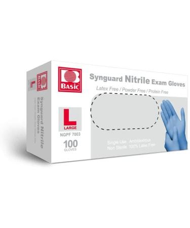 Basic Medical Nitrile Exam Gloves - Latex-Free & Powder-Free & Non-Sterile 5 mil Gloves (pack of 100 Blue/Black) Large (Blue)
