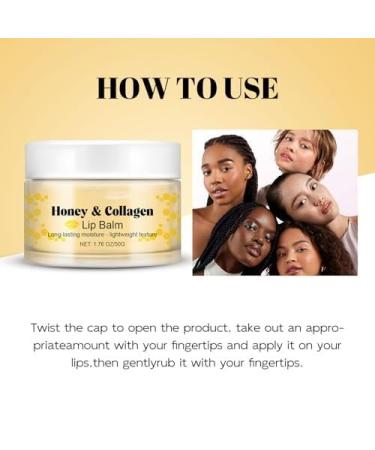 Honey & Collagen Lip Balm 50g Moisturizing Lip Plumper Lip Care for Smooth Lips Long-Lasting Alcohol-Free Smooth Texture Non-Greasy with Collagen for Hydration Gifts for Women - Buy Online on GoSupps.com