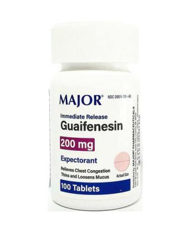 Major Pharmaceuticals Guaifenesin 200mg Expectorant Round Dark Pink Tablets 100 Count - Buy Online on GoSupps.com