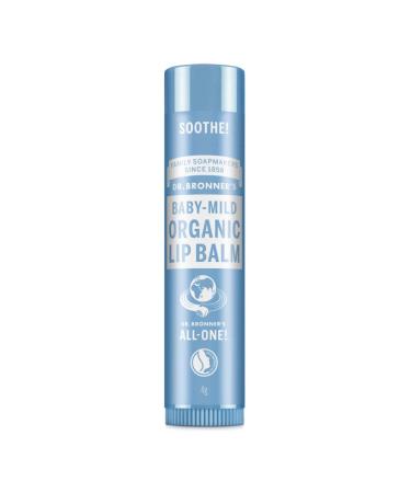 Dr Bronner's Baby Mild Lip Balm Made with Organic Oils and No Synthetic Ingredients Used for Lips Dry Hands Cuticles and Chapped Cheeks Certified Fair Trade 4g Bar Baby Mild 4g