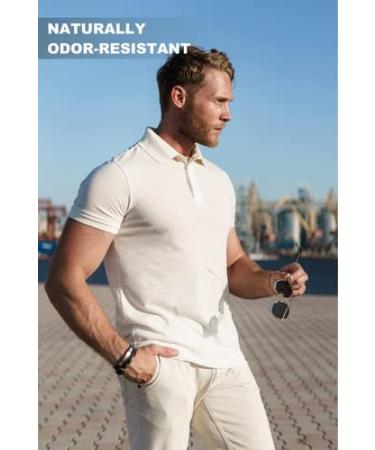 Men's Merino Wool Polo Shirt - Anti-Odor, Short Sleeve, Breathable - Large Olive Green - Buy Online on GoSupps.com