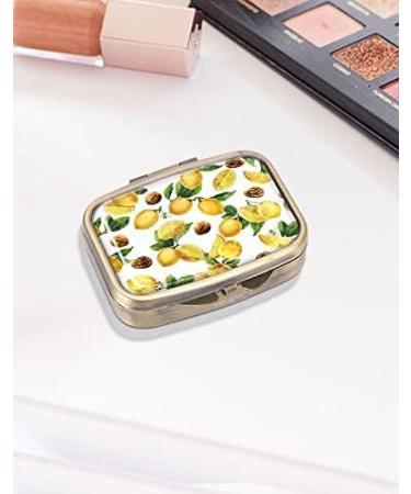 WIRESTER Rectangle Pill Box - 2 Compartment Retro Pill Case with Mirror for Tablets & Vitamins | Travel-Friendly Medicine Holder - Lemon Leaf Walnuts - Buy Online on GoSupps.com