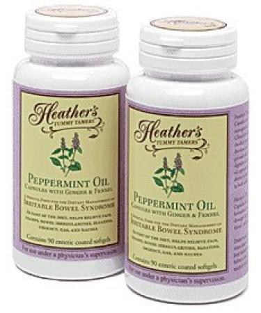 Heather's Tummy Tamers - Peppermint Oil Capsules with Ginger and Fennel for Irritable Bowel Syndrome  90 softgels (Pack of 2)